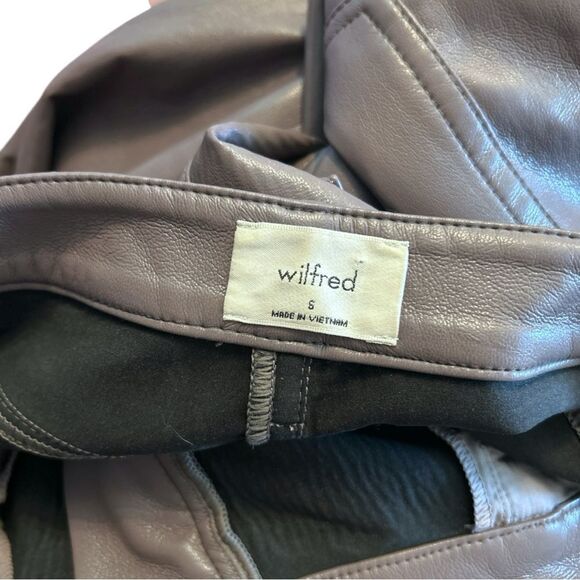 Aritzia Wilfred Melina Dark Taupe Vegan Leather High Rise Straight Pant, Size 6 - Picture 7 of 9